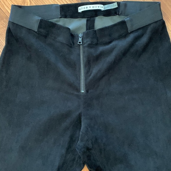 Alice + Olivia Front ZIP Black Suede Leggings - Picture 2 of 6
